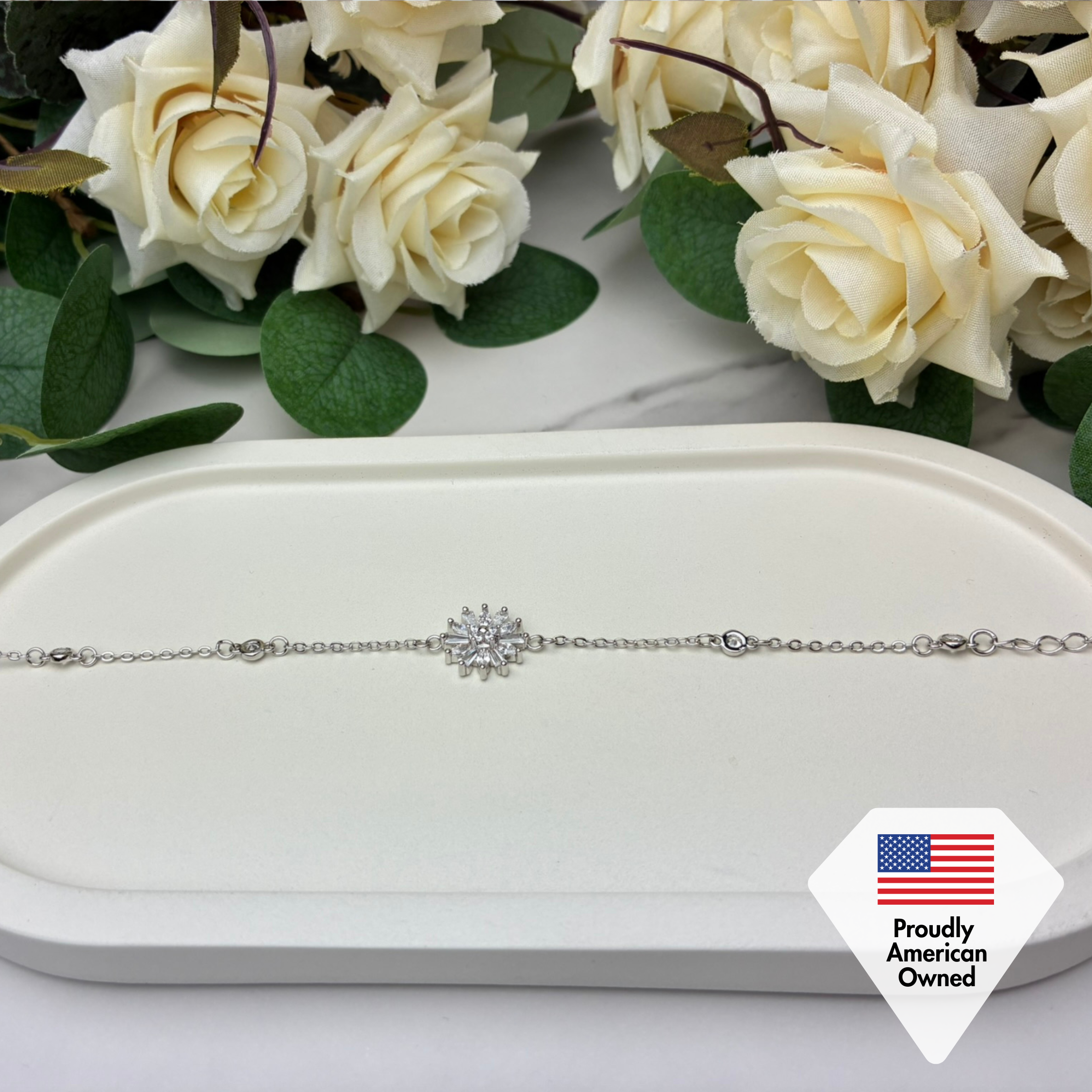 Astara 18k White Gold Plated Bracelet with Simulated Diamond Crystals