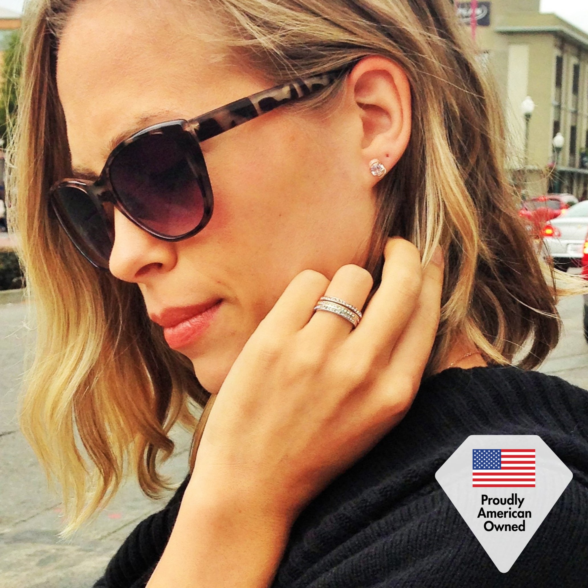 Astrid 18k White Gold Plated Stud Earrings with Swarovski Crystal — Final Sale