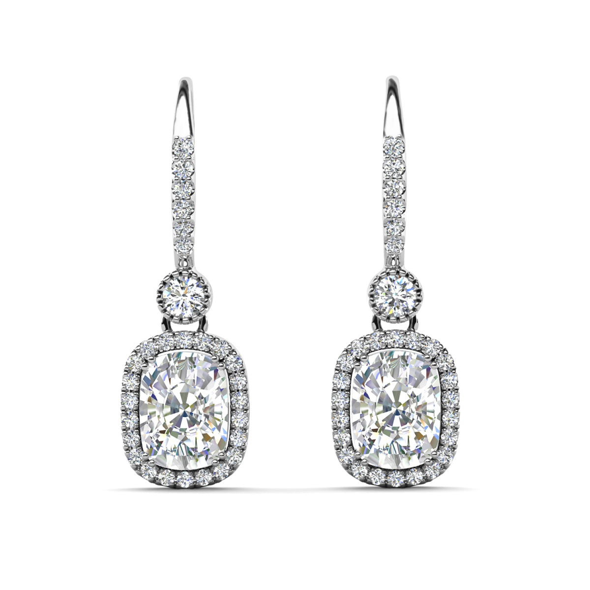 Athena 18k 白金镀金光环吊式耳环带悬挂式 CZ 水晶