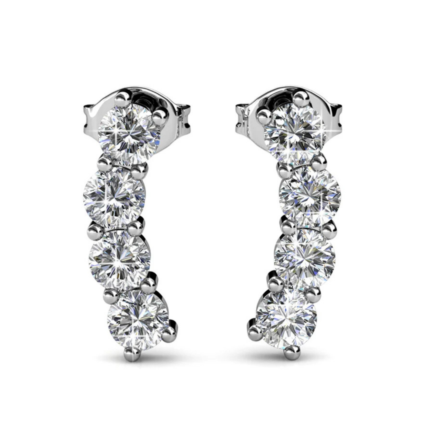 Aubree 18k White Gold Plated Drop Stud Earrings with Swarovski Crystals