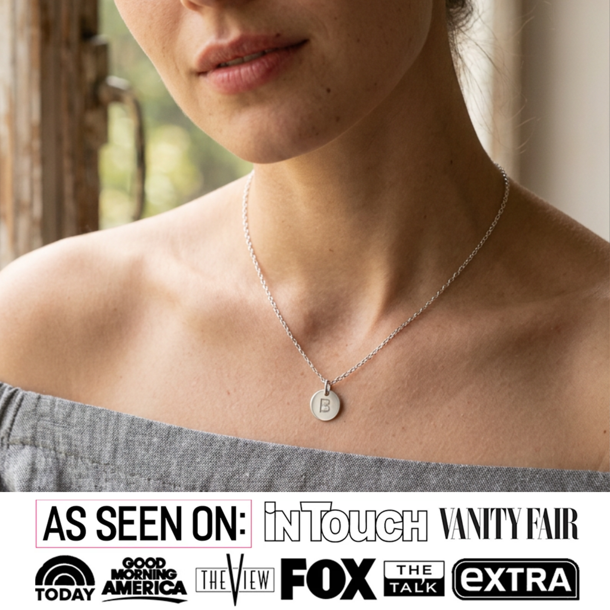 Summer Collection 18k White Gold Plated Engraved Initial Letter Pendant Necklace