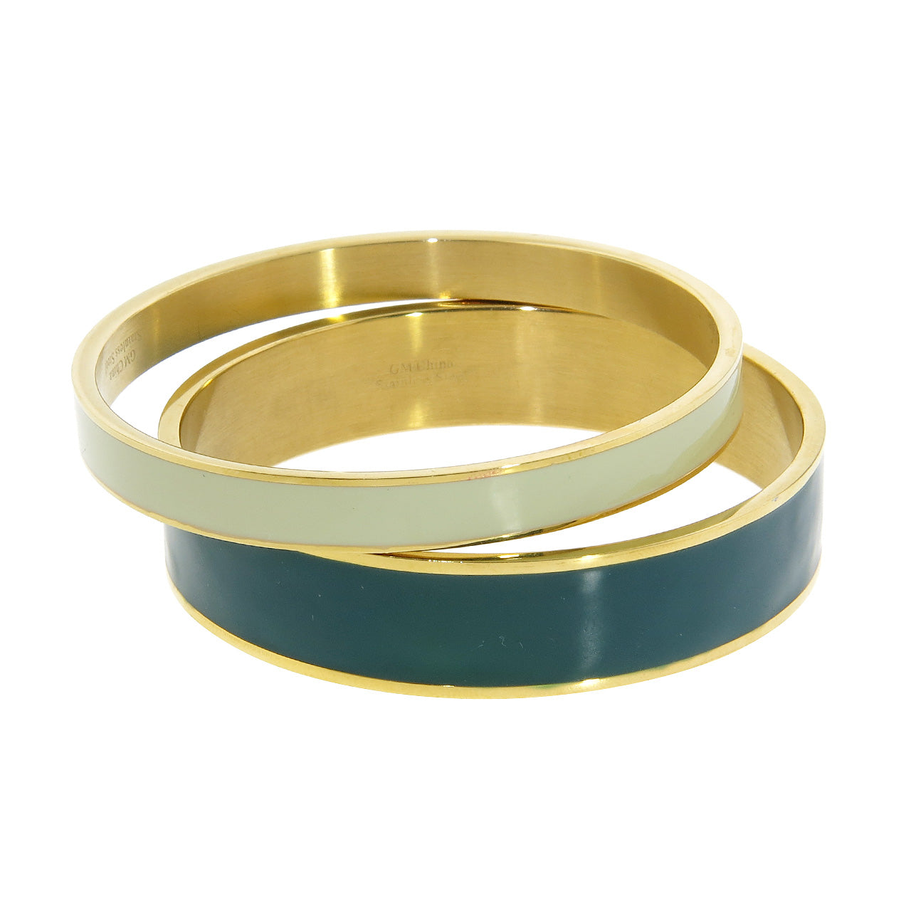 Gianna 14k Gold Plated Stainless Steel Bangle Bracelet Set