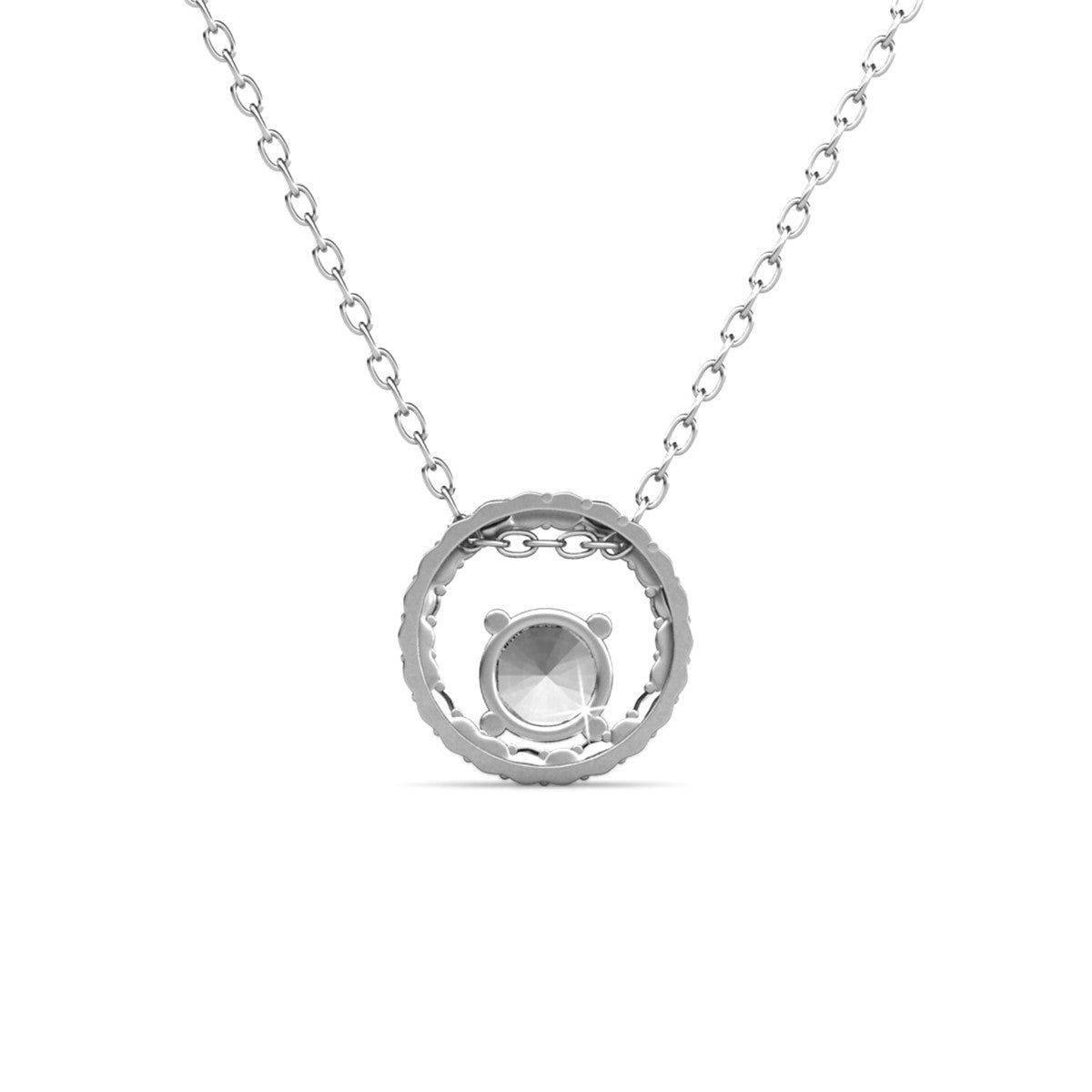 Reign 18k White Gold Plated Halo Crystal Necklace