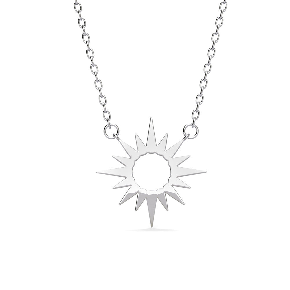 Evie 18k White Gold Plated Sun Pendant Necklace & Kindness and Light Green Bow Card
