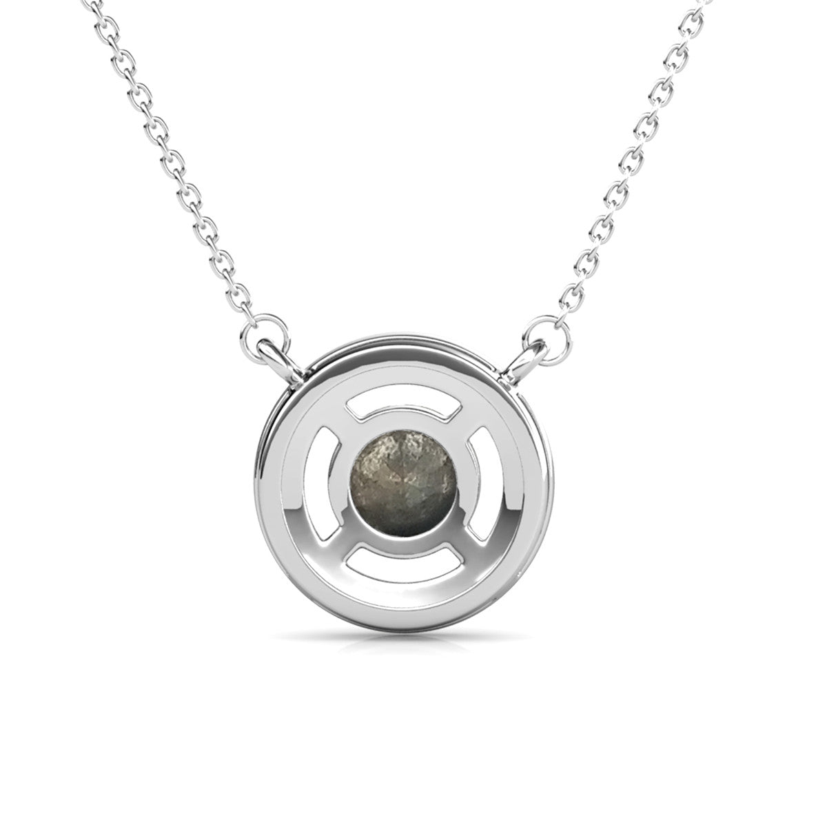 Royal June Birthstone Alexandrite Necklace, 18k White Gold Plated Silver Halo Necklace with Round Cut Crystal