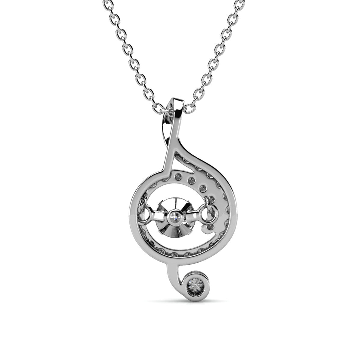 Jolene 18k White Gold Plated G-Clef Dancing Pendant Necklace with Swarovski Crystals