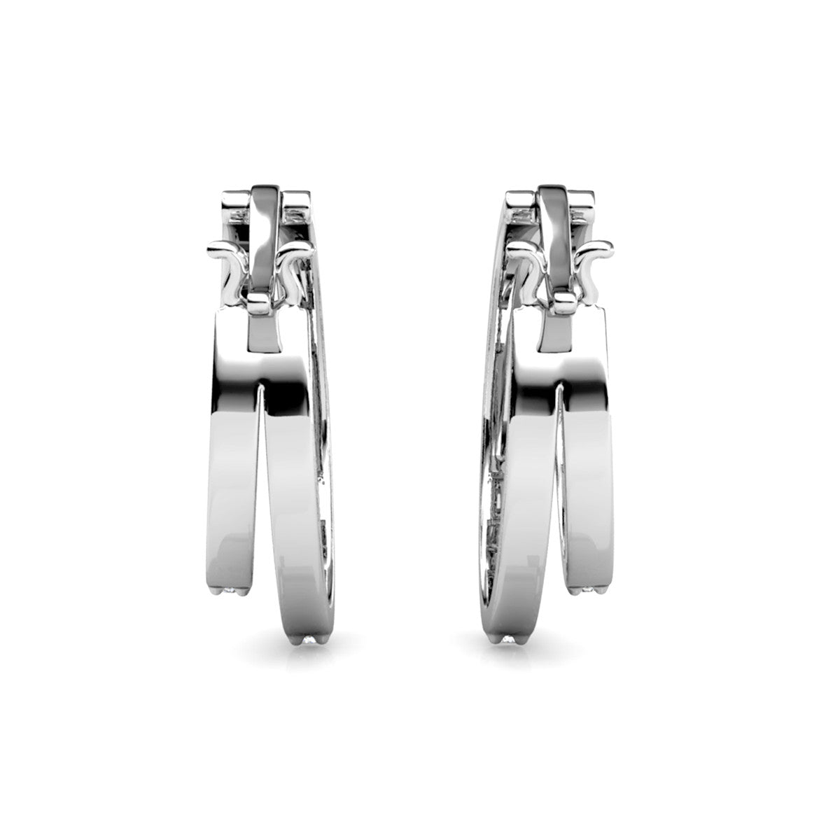 Corina 18k White Gold Plated 20mm Hoop Earrings with Swarovski Crystals