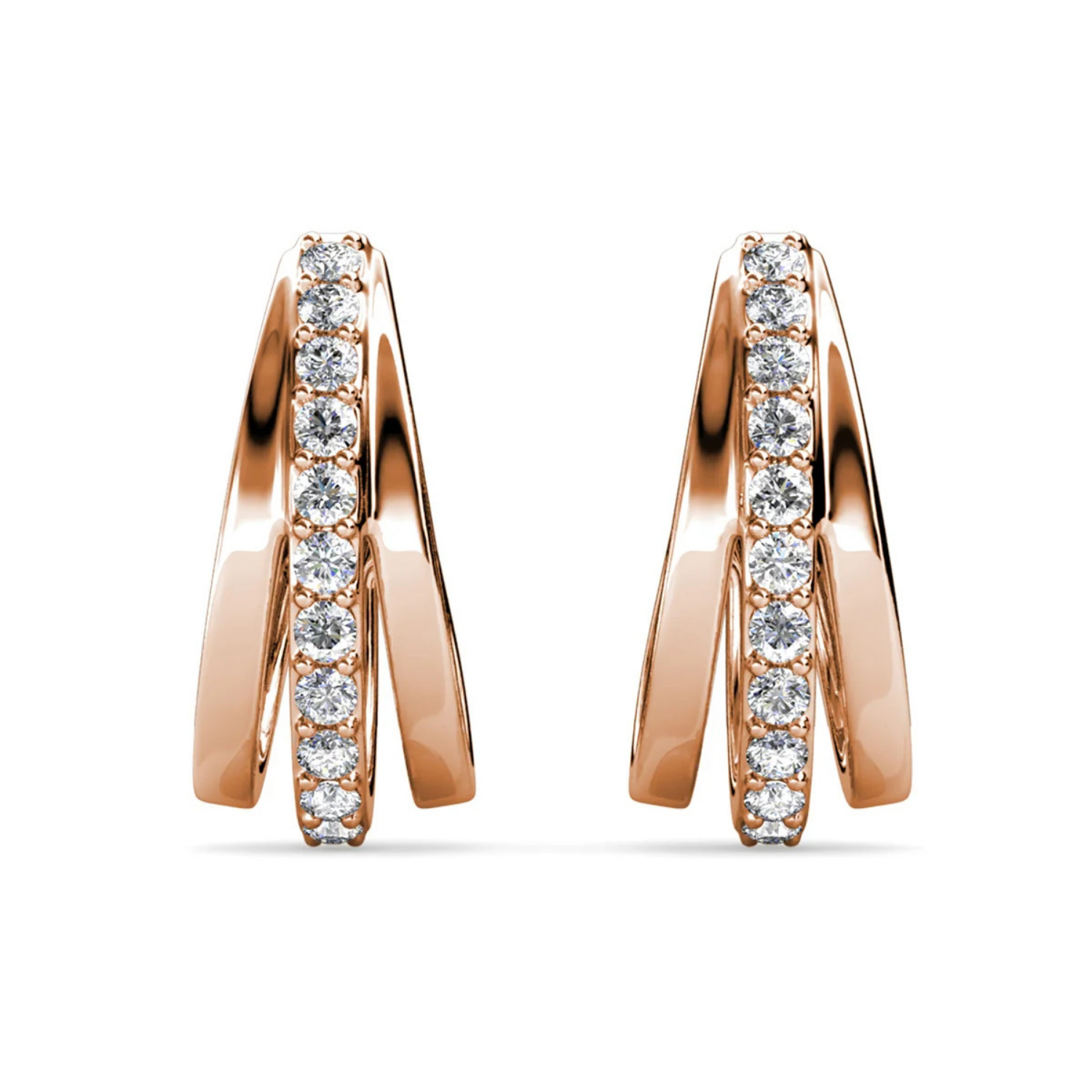 Bella 18k White Gold Plated 17mm Hoop Earrings with Swarovski Crystals