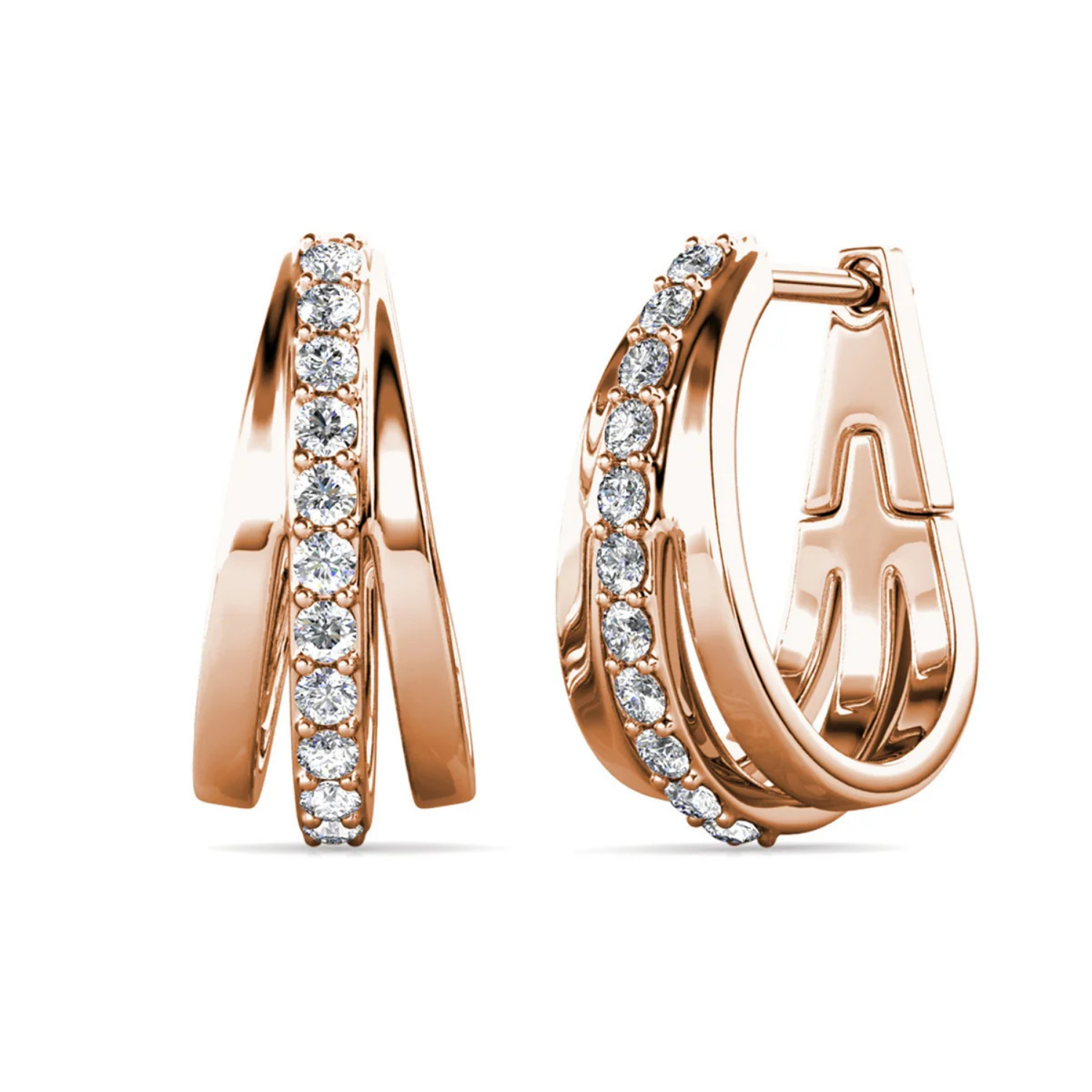 Bella 18k White Gold Plated 17mm Hoop Earrings with Swarovski Crystals