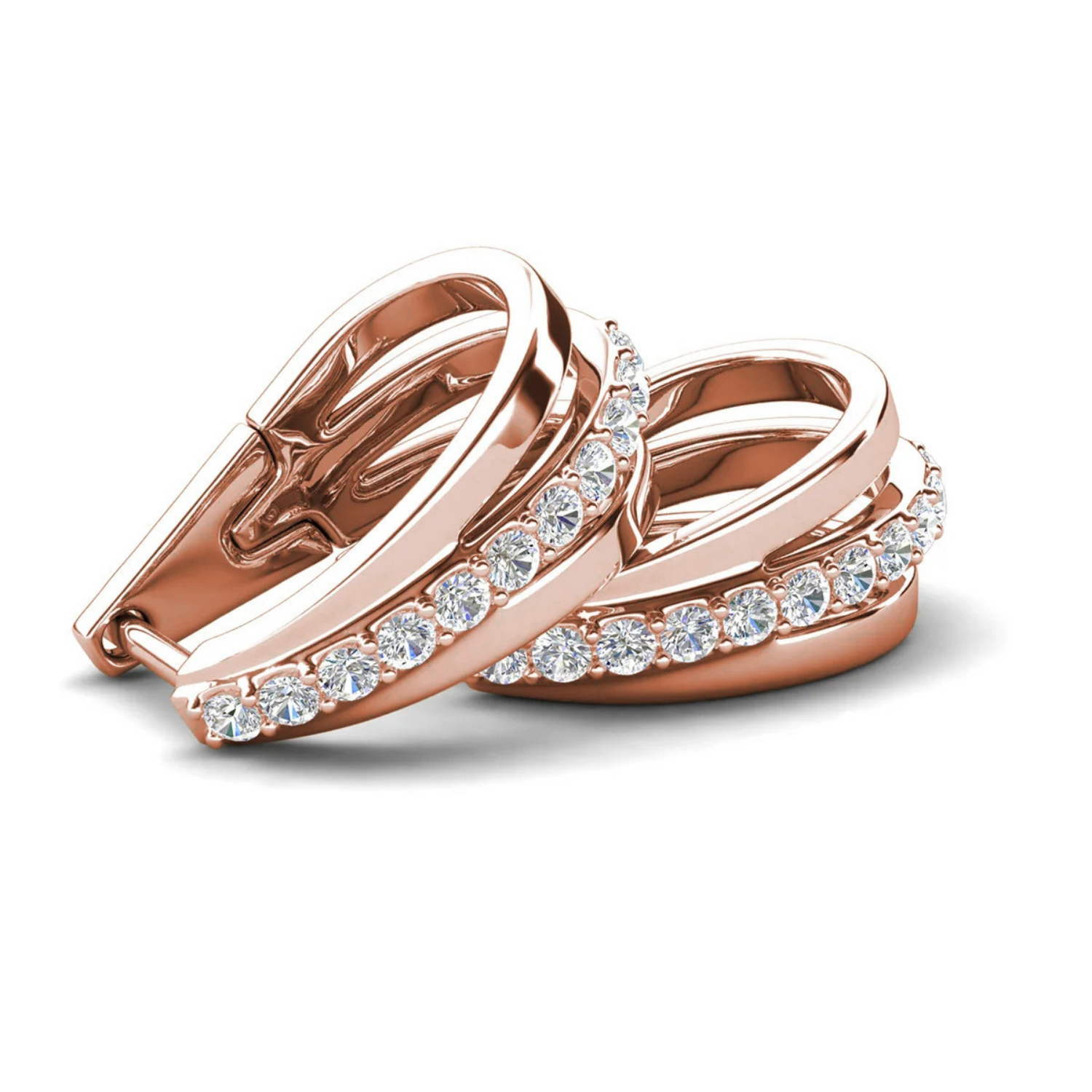Bella 18k White Gold Plated 17mm Hoop Earrings with Swarovski Crystals