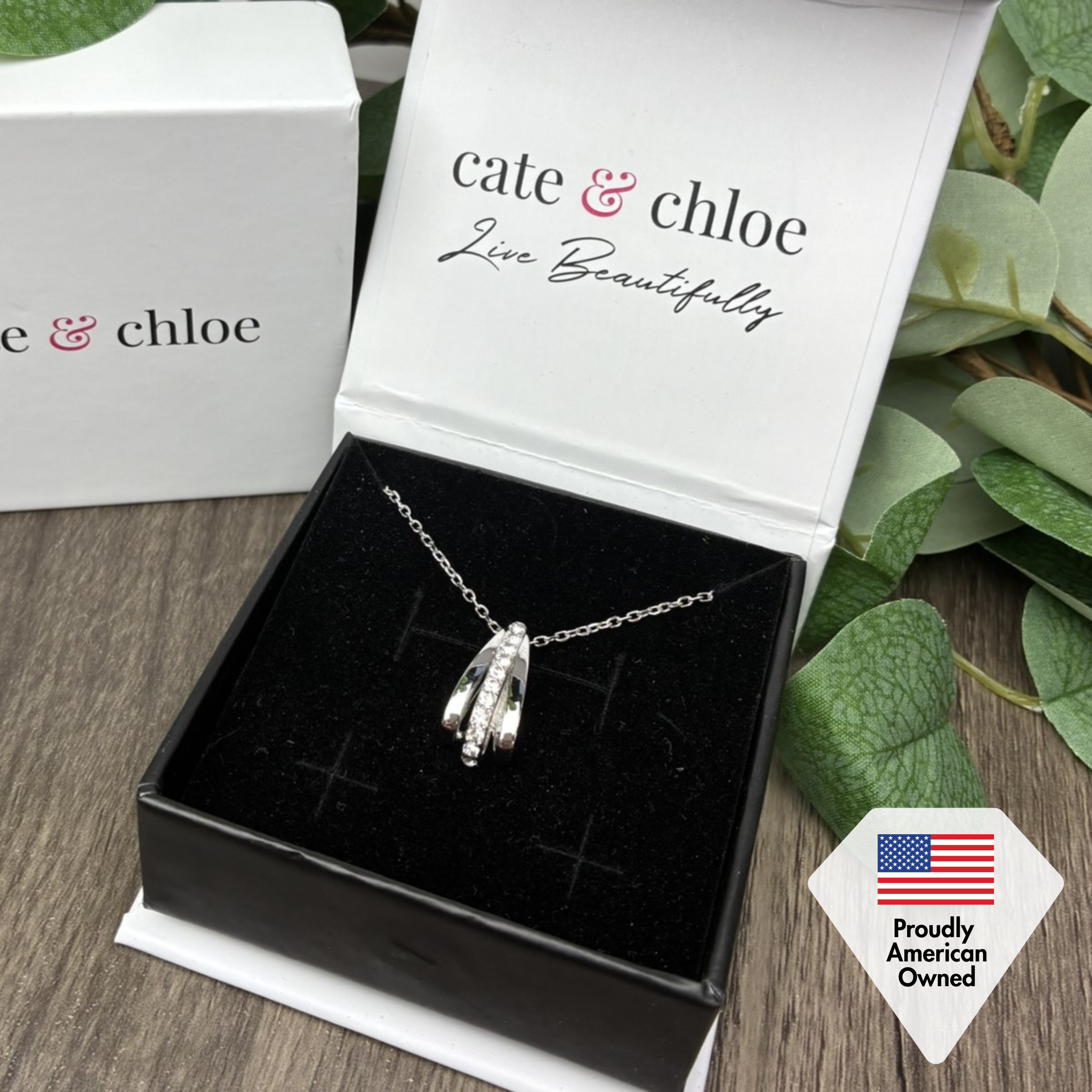Bella 18k White Gold Plated Necklace with Swarovski Crystals