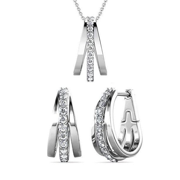 Cate & Chloe Bella 18k White Gold Necklace and Earrings Jewelry Set with Swarovski Crystals