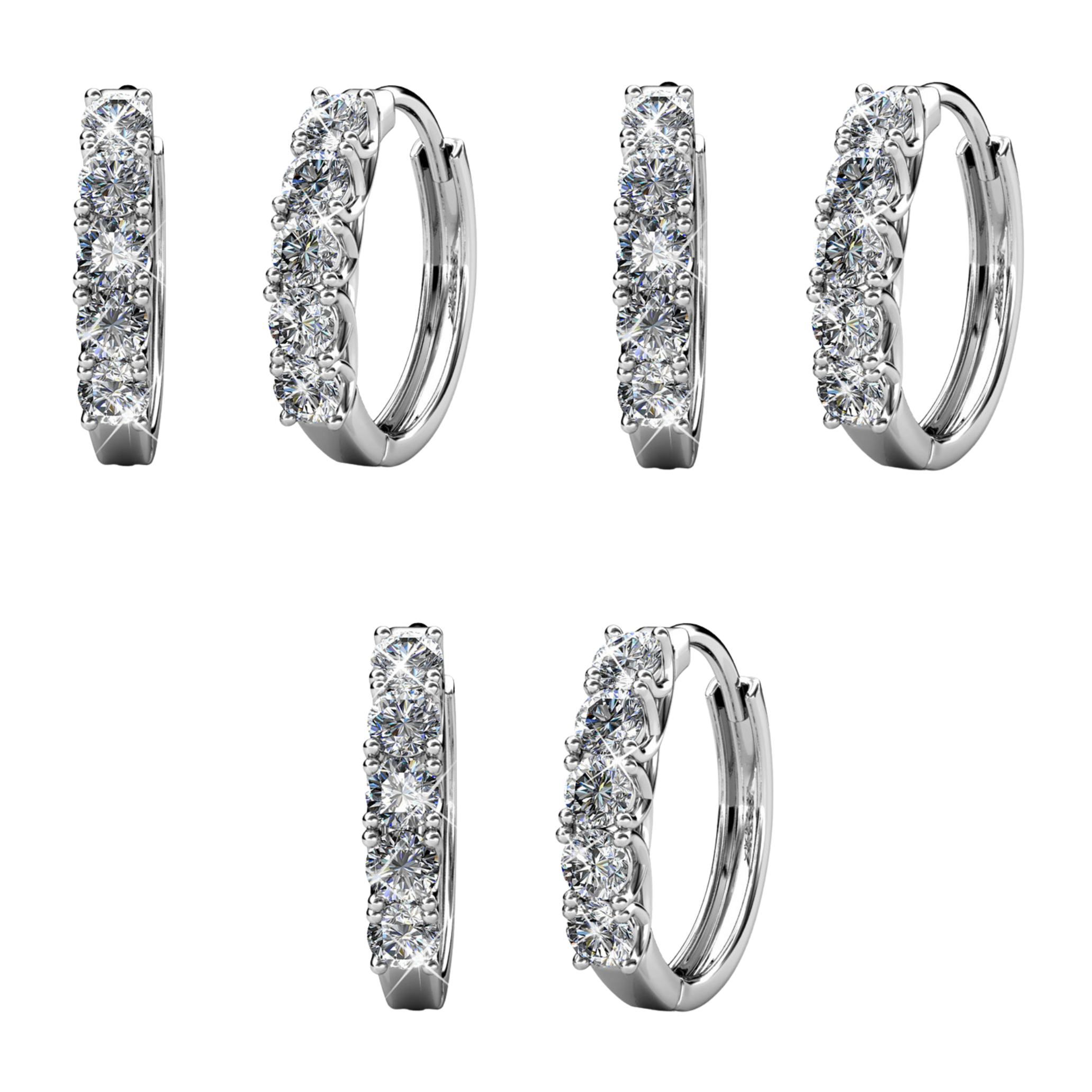 Pack of 3 - Bethany 18k Gold Plated 15mm Hoop Earrings with Swarovski Crystals