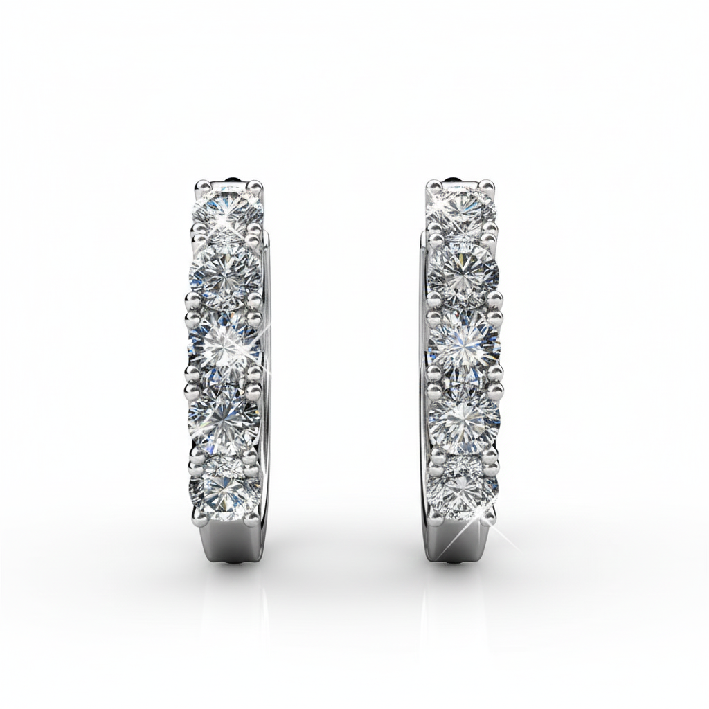 Bianca, Bethany, Amaya 18k White Gold Plated Hoop Earrings with Swarovski Crystals (3 Pair Set)