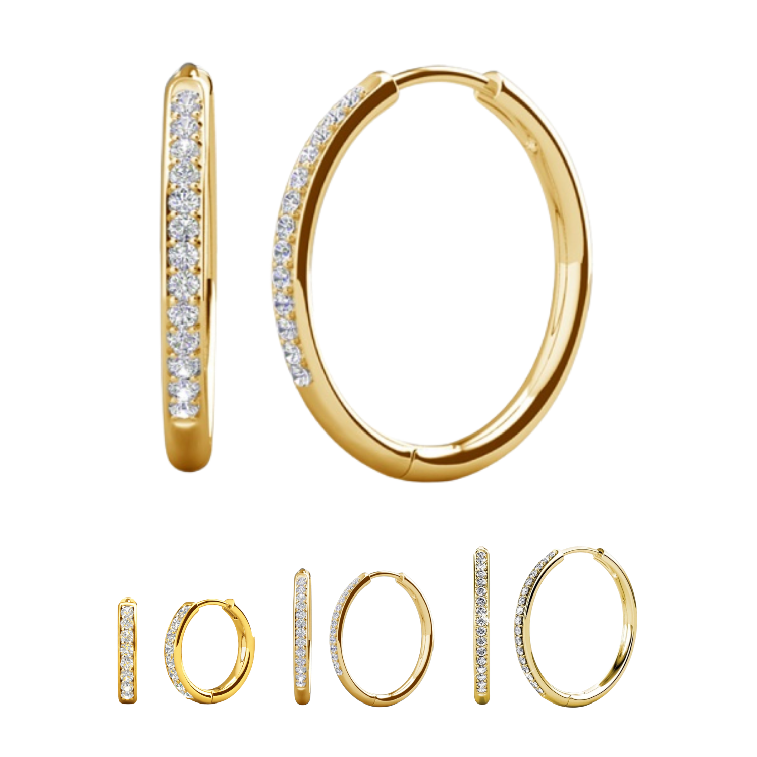 Bianca 18k White Gold Plated 25mm Silver Hoop Earrings with Swarovski Crystals