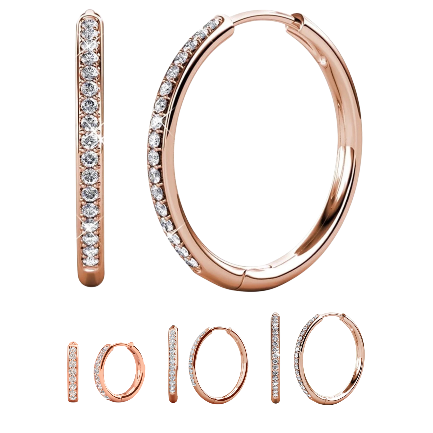 Bianca 18k White Gold Plated 25mm Silver Hoop Earrings with Swarovski Crystals