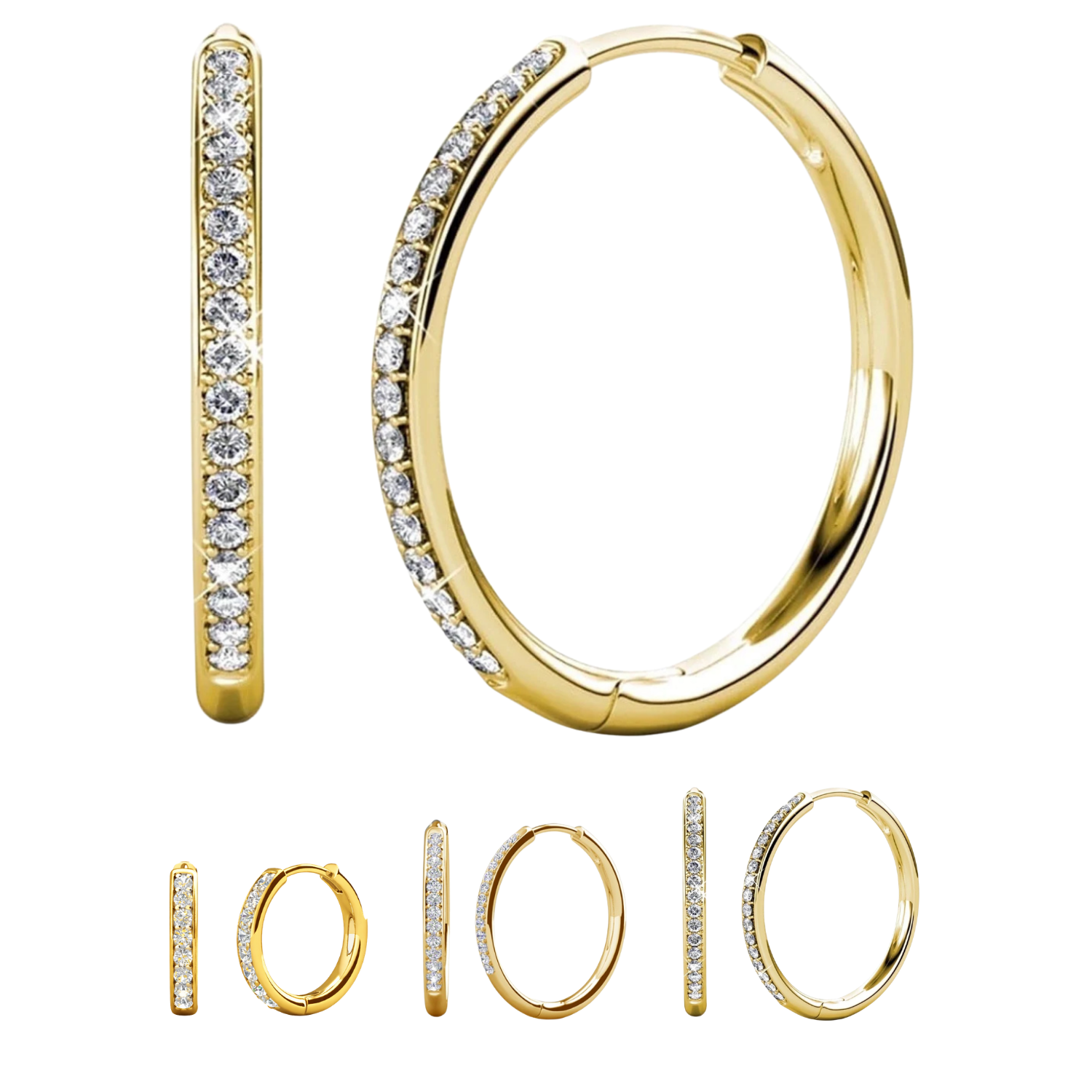 Bianca 18k White Gold Plated 25mm Silver Hoop Earrings with Swarovski Crystals