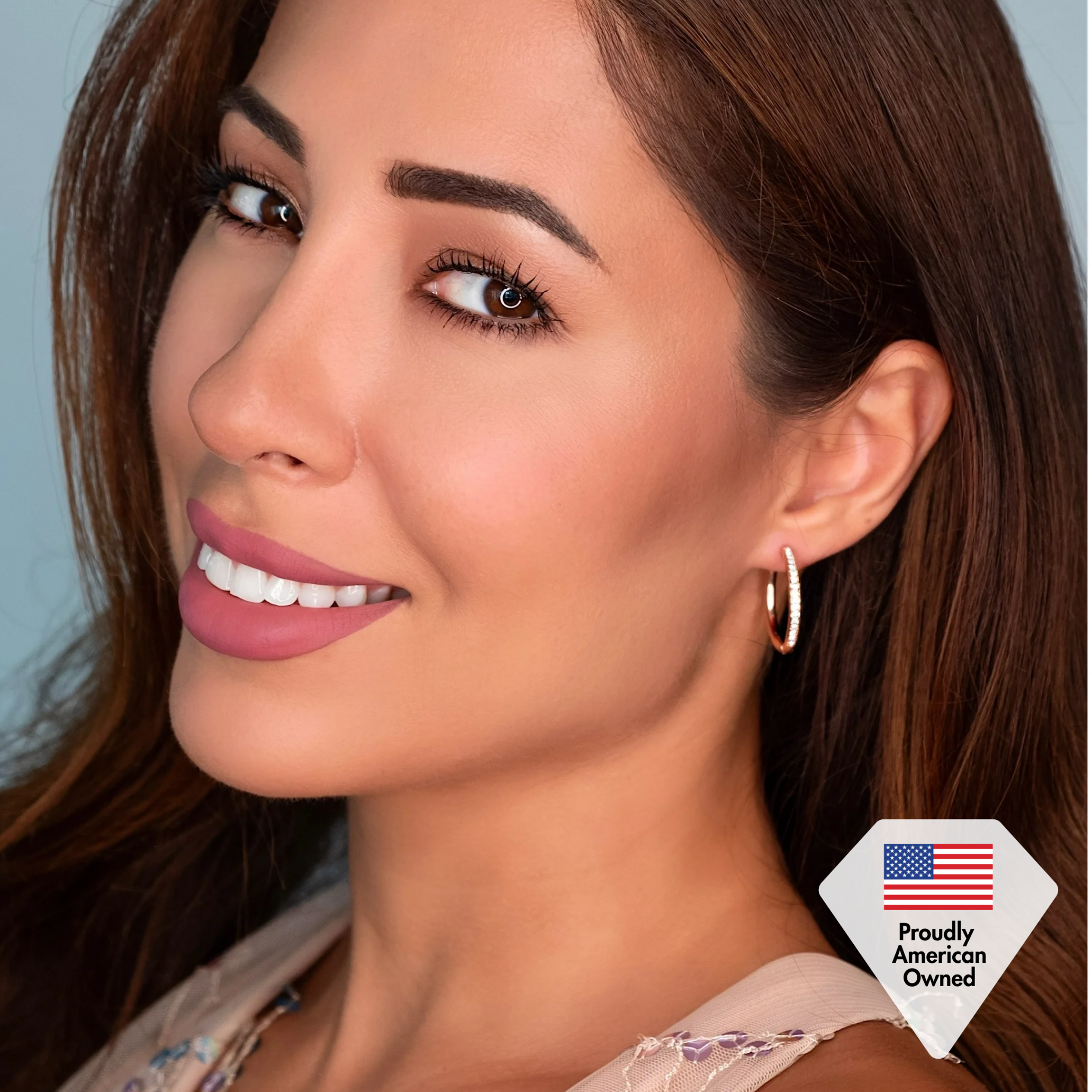 Bianca 18k Gold Plated 25mm Hoop Earrings with Swarovski Crystals (3 Pair Set)