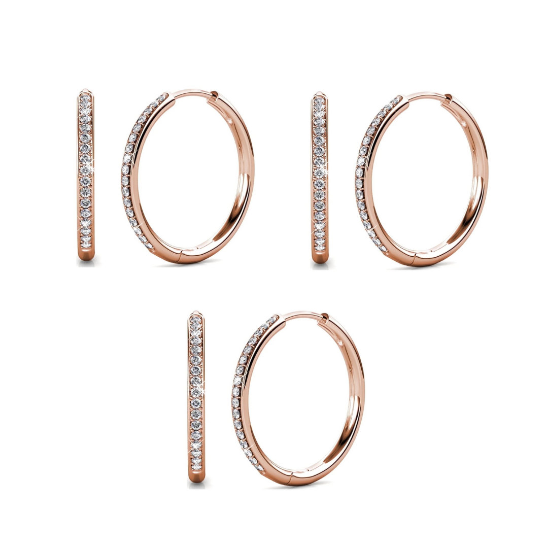 Bianca 18k White Gold Plated 25mm Silver Hoop Earrings with Swarovski Crystals