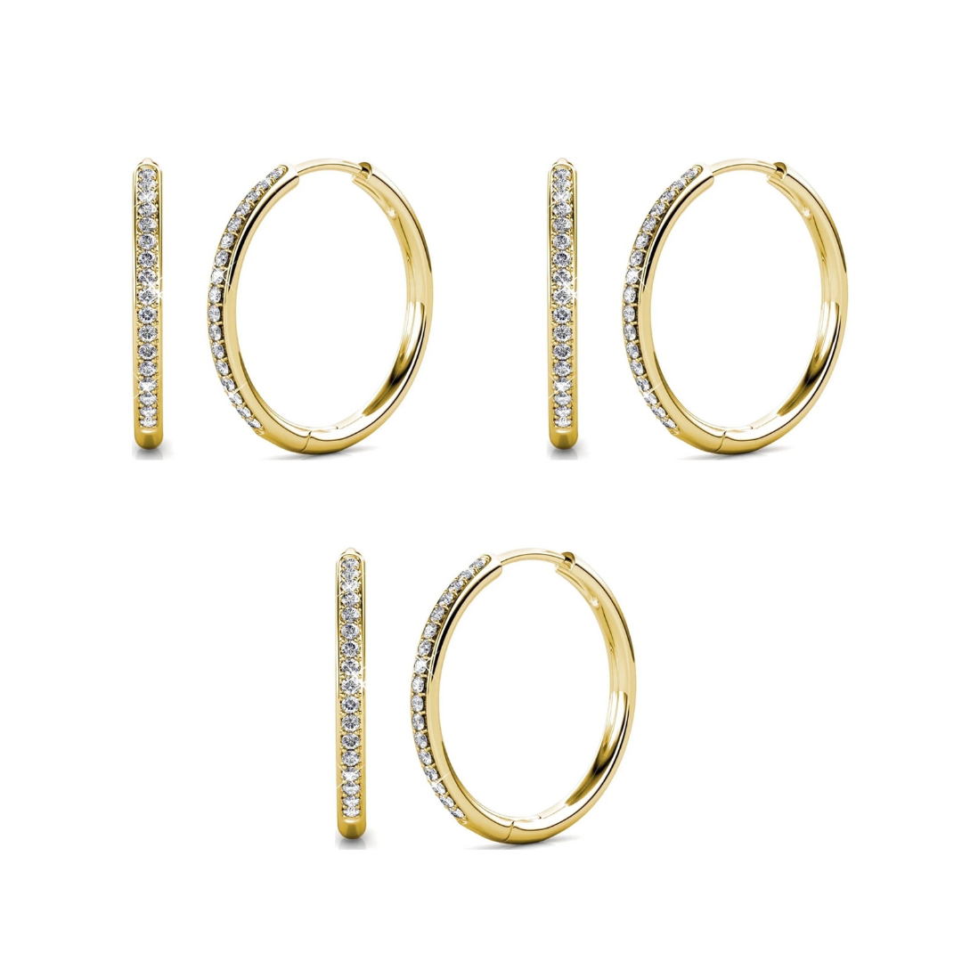 Bianca 18k White Gold Plated 25mm Silver Hoop Earrings with Swarovski Crystals