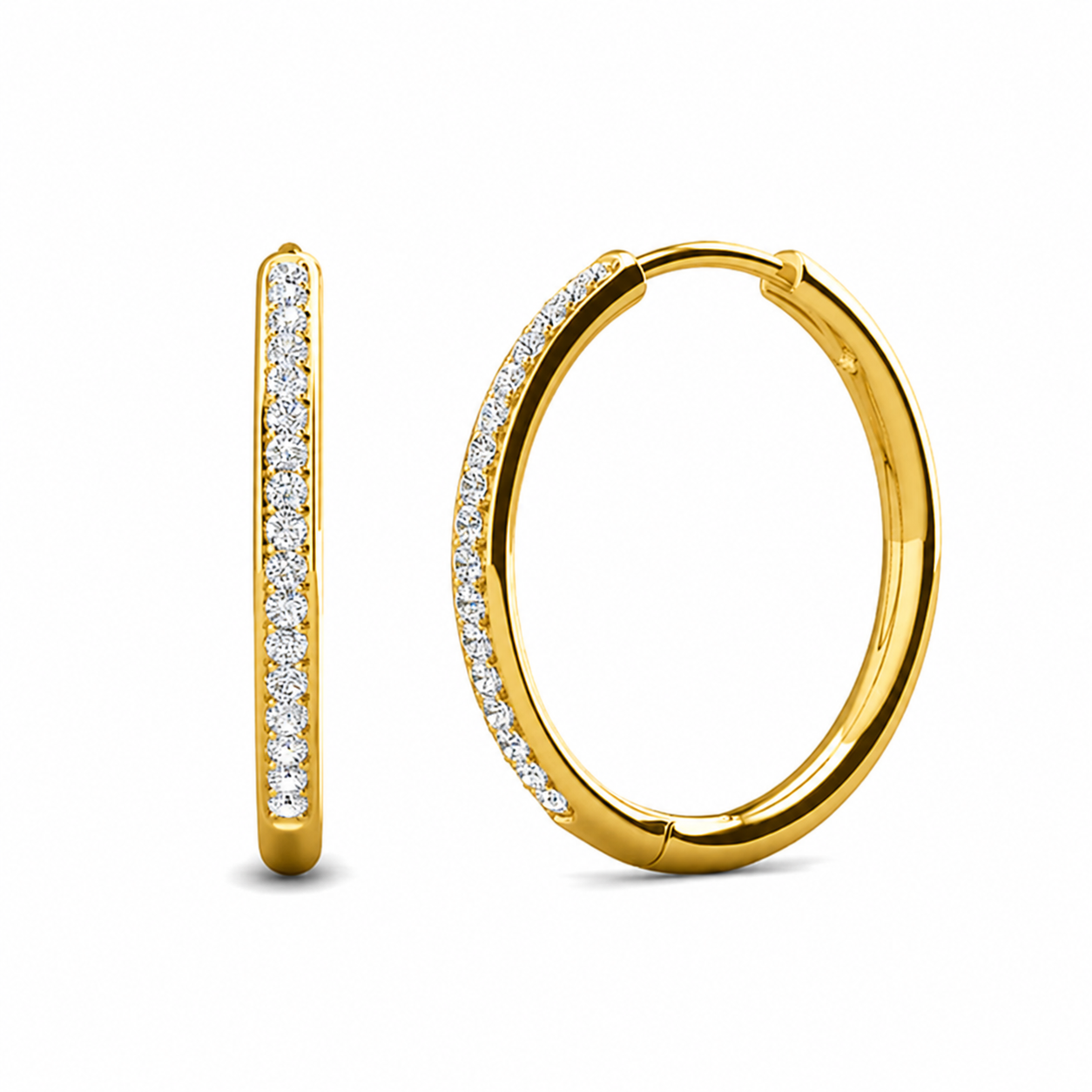 Bianca 18k White Gold Plated 25mm Silver Hoop Earrings with Swarovski Crystals