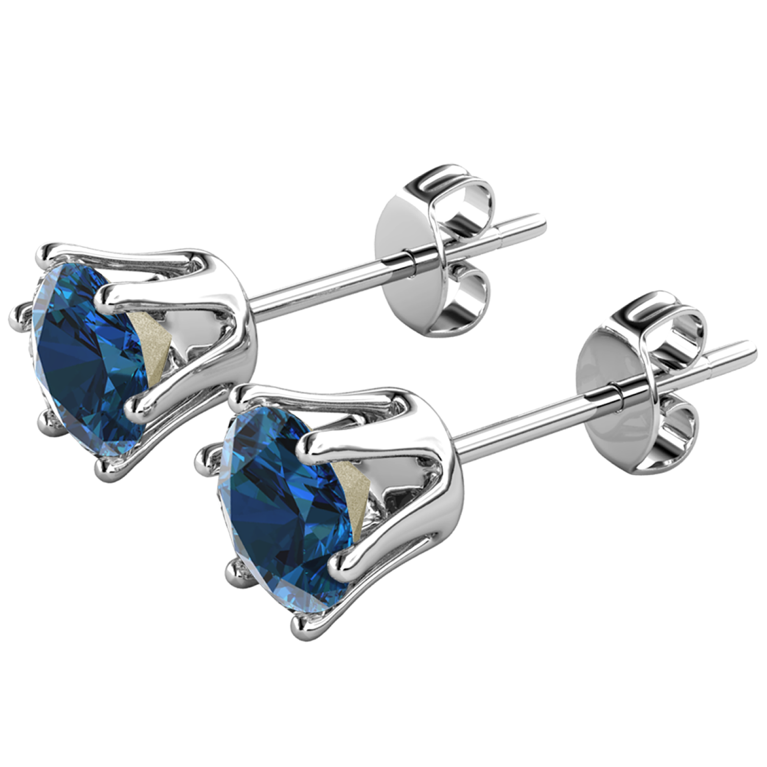 December Birthstone Blue Topaz Earrings 18k White Gold Plated Stud Earrings with 1CT Swarovski Crystal