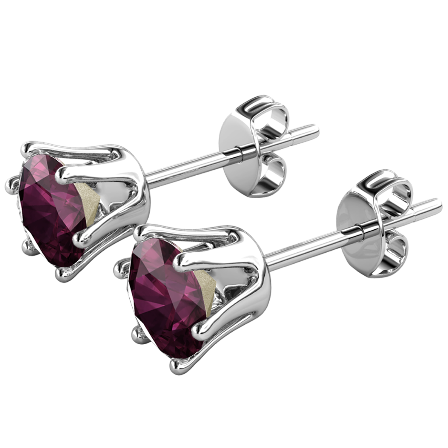 February Birthstone Amethyst Earrings 18k White Gold Plated Stud Earrings with 1CT Swarovski Crystal