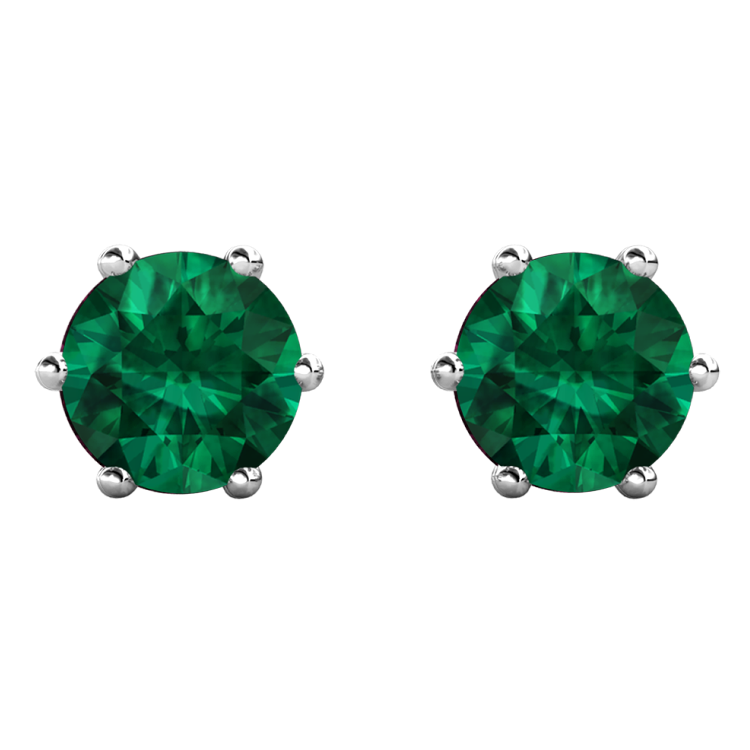 May Birthstone Emerald Earrings 18k White Gold Plated Stud Earrings with 1CT Swarovski Crystal