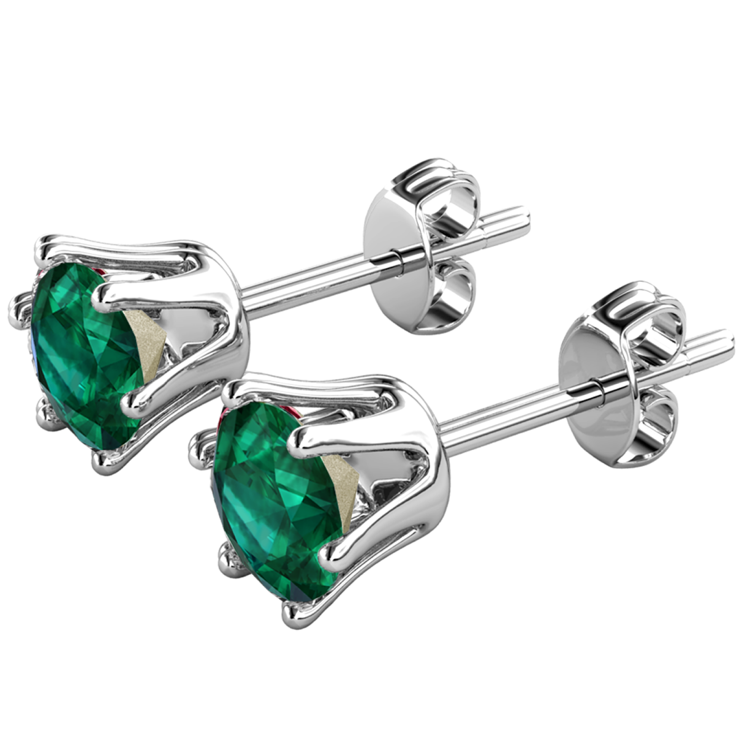 May Birthstone Emerald Earrings 18k White Gold Plated Stud Earrings with 1CT Swarovski Crystal