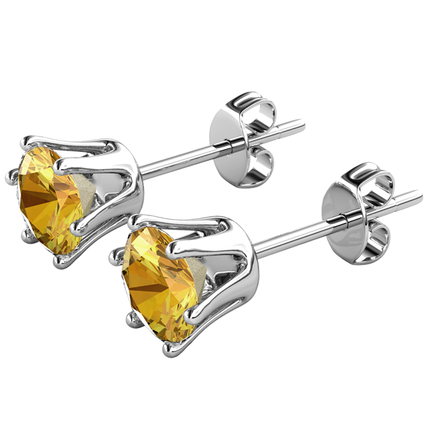 November Birthstone Citrine Earrings 18k White Gold Plated Stud Earrings with 1CT Swarovski Crystal