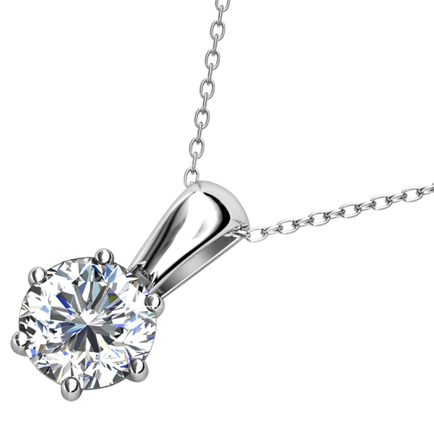 April Birthstone Diamond Necklace 18k White Gold Plated Solitaire Necklace with 1CT Swarovski Crystal