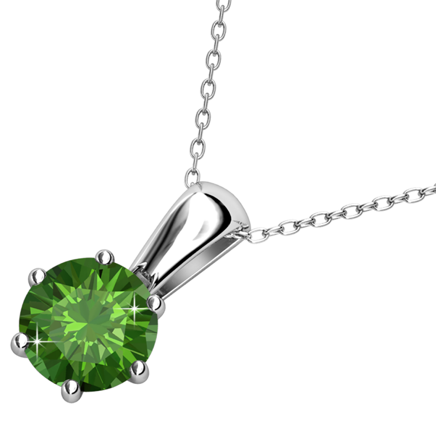 Birthstone Necklace 18k White Gold Plated Solitaire Necklace with 1CT Swarovski Crystal