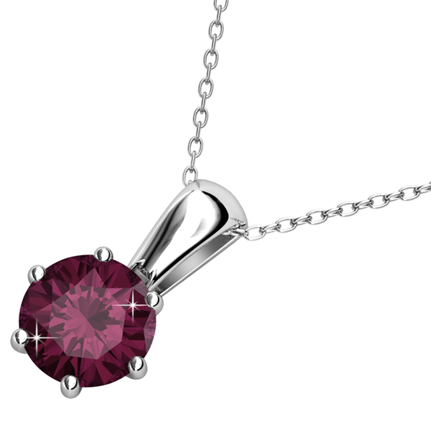 February Birthstone Amethyst Necklace 18k White Gold Plated Solitaire Necklace with 1CT Swarovski Crystal