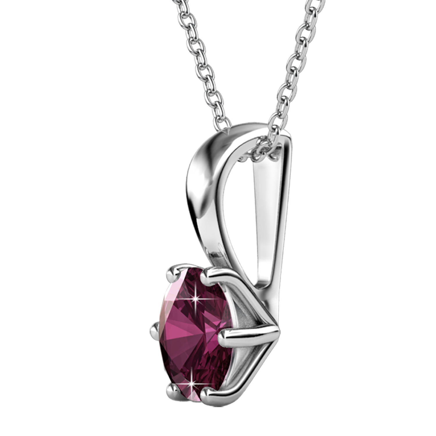 February Birthstone Amethyst Necklace 18k White Gold Plated Solitaire Necklace with 1CT Swarovski Crystal