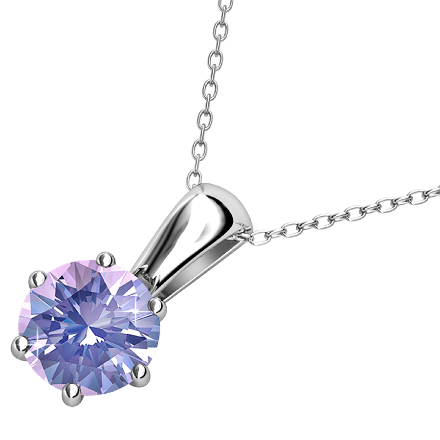 Birthstone Necklace 18k White Gold Plated Solitaire Necklace with 1CT Swarovski Crystal