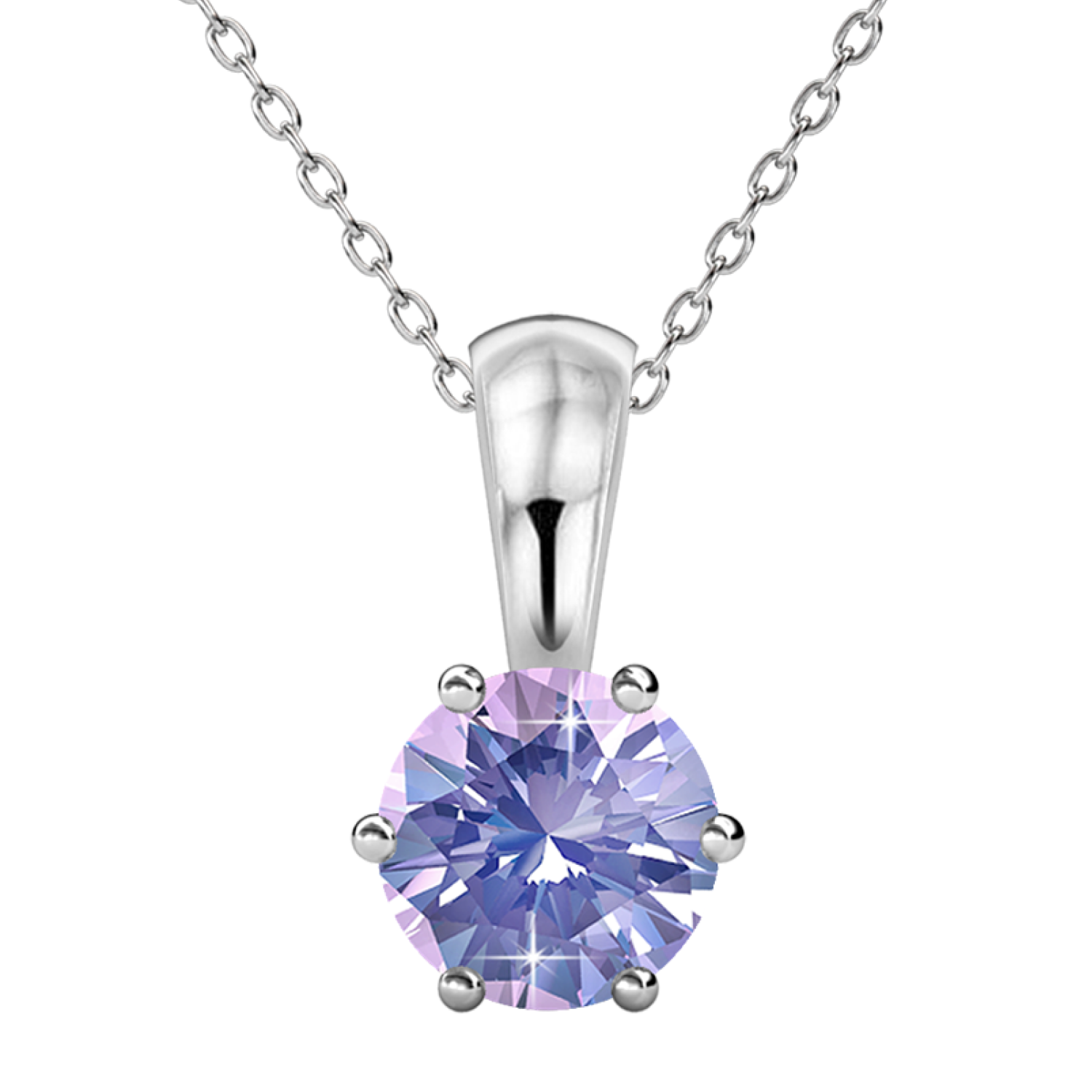 Birthstone Necklace 18k White Gold Plated Solitaire Necklace with 1CT Swarovski Crystal