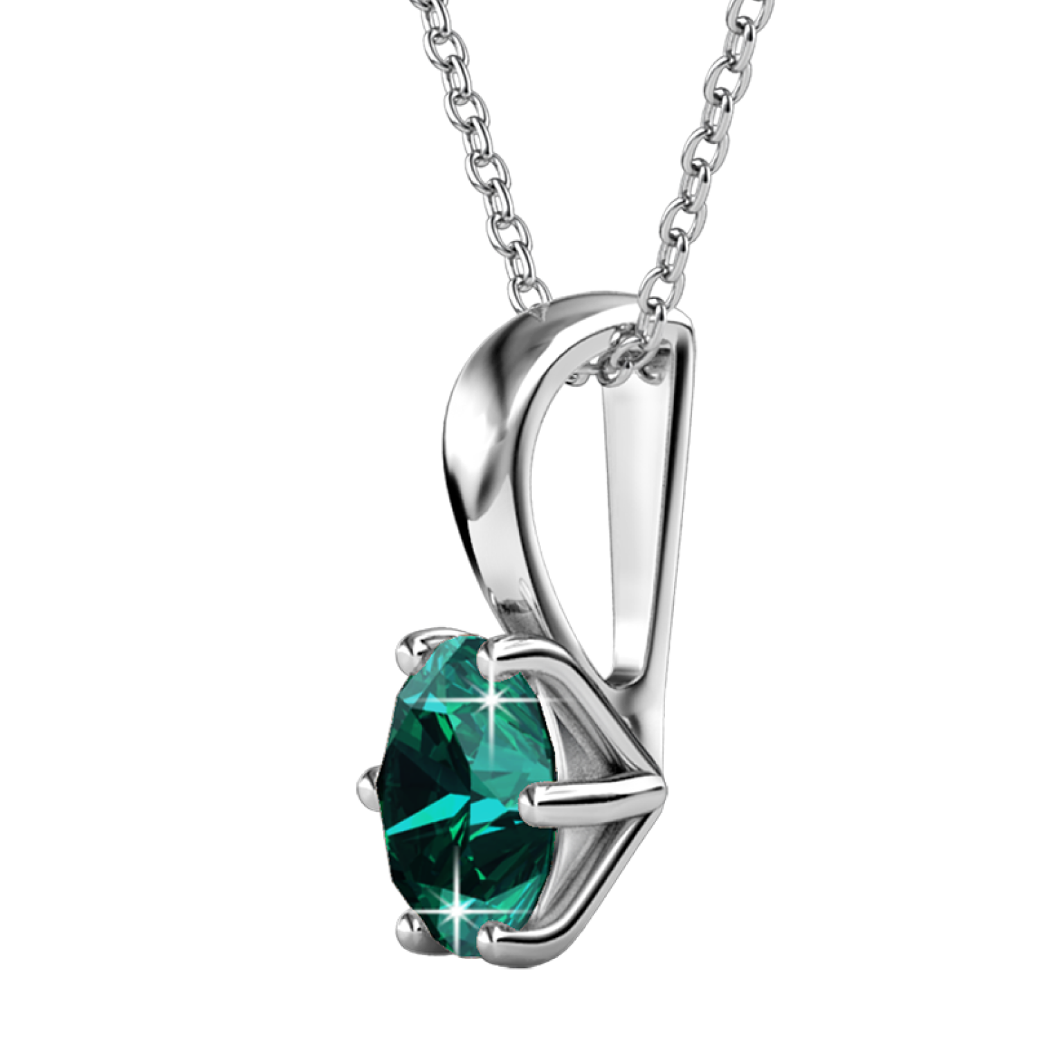 May Birthstone Emerald Necklace 18k White Gold Plated Solitaire Necklace with 1CT Swarovski Crystal