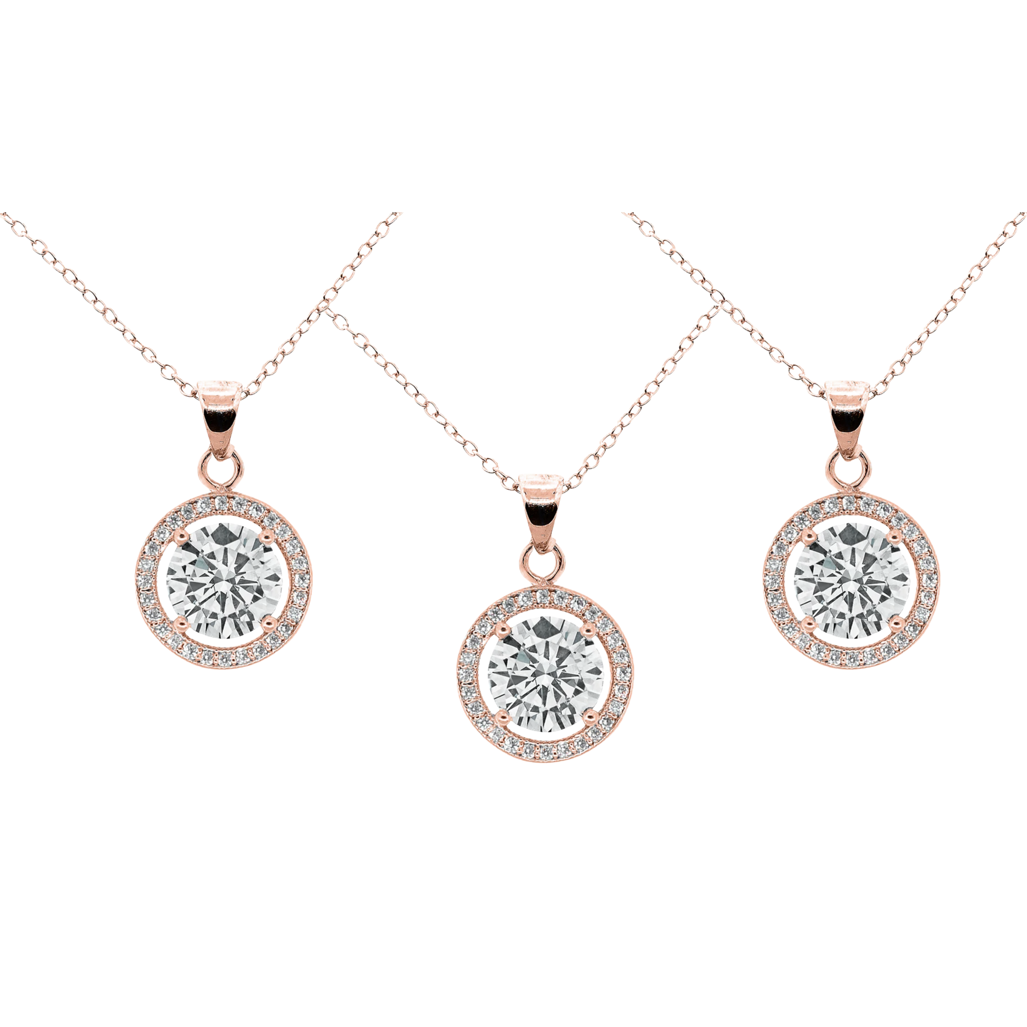 Pack of 3 - Blake 18k Gold Plated Halo Pendant Necklace with Simulated Diamond Crystals