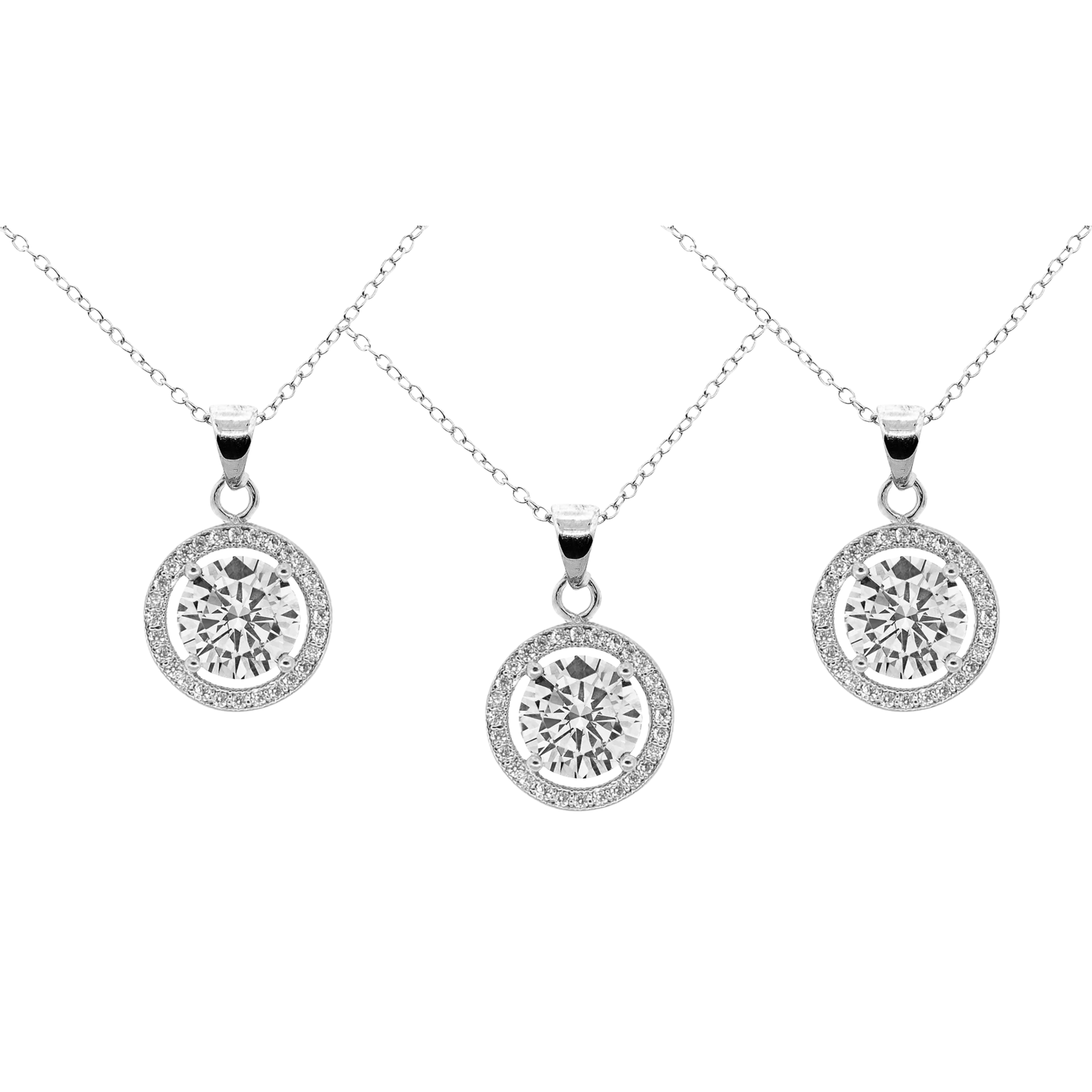 Pack of 3 - Blake 18k Gold Plated Halo Pendant Necklace with Simulated Diamond Crystals