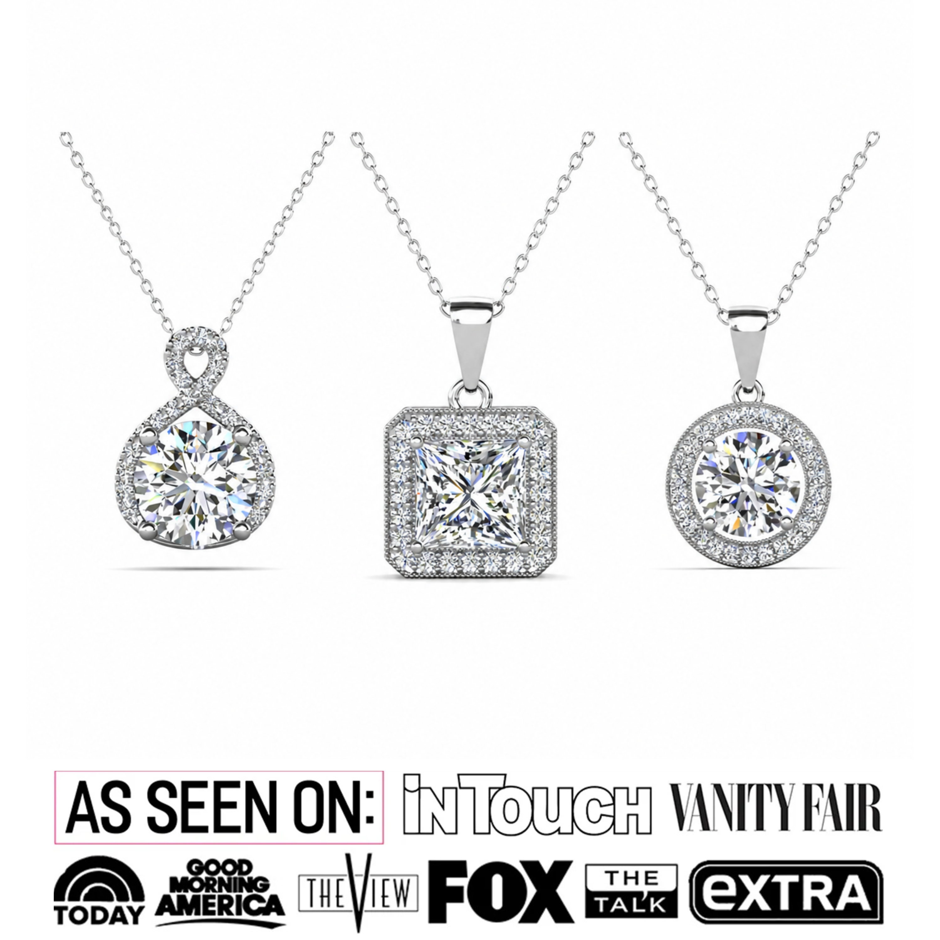 Blake, Ivy, Alessandra White Gold Plated Pendant Necklace for Women (Set of 3)