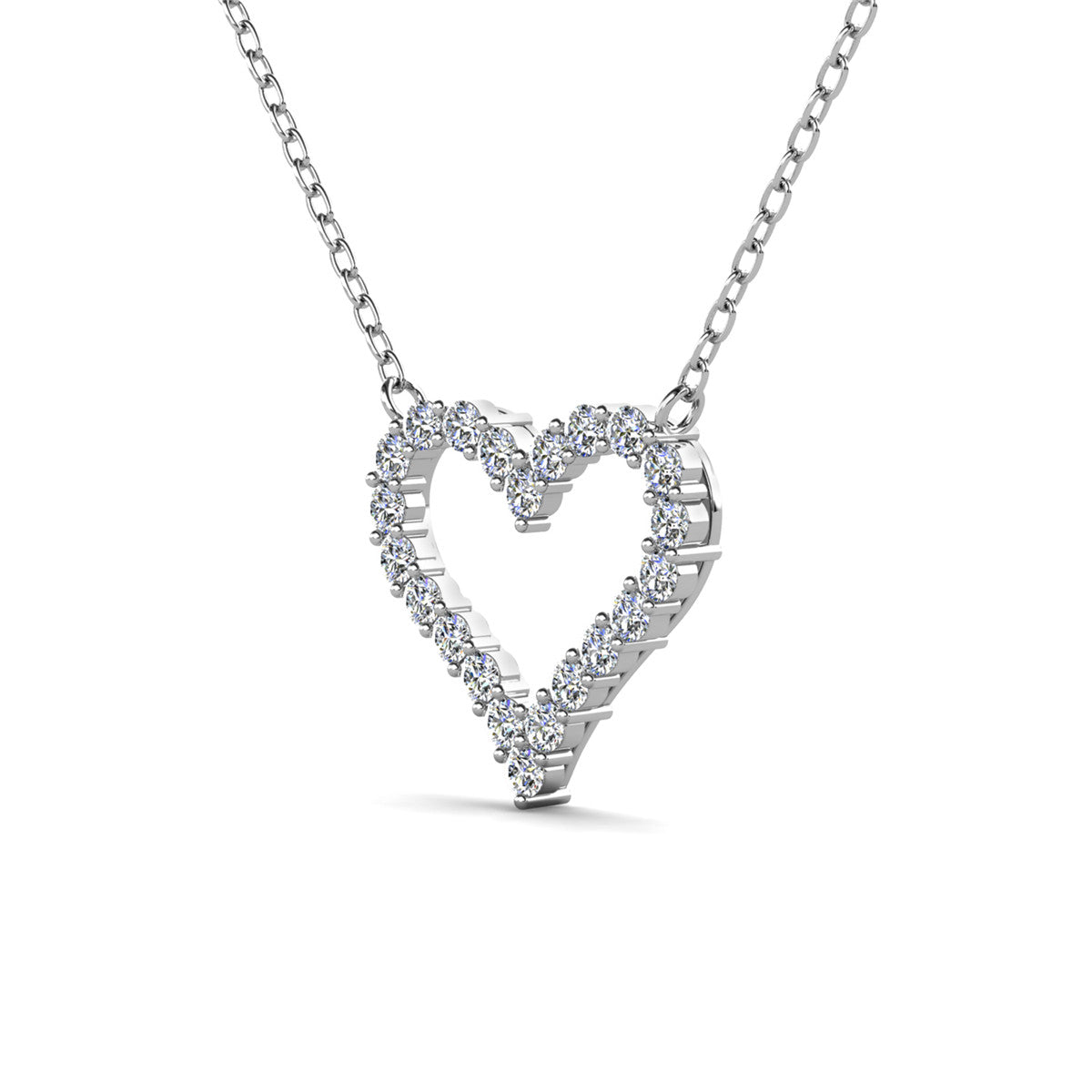 Bristol 18k White Gold Plated Heart Necklace with Swarovski Crystals