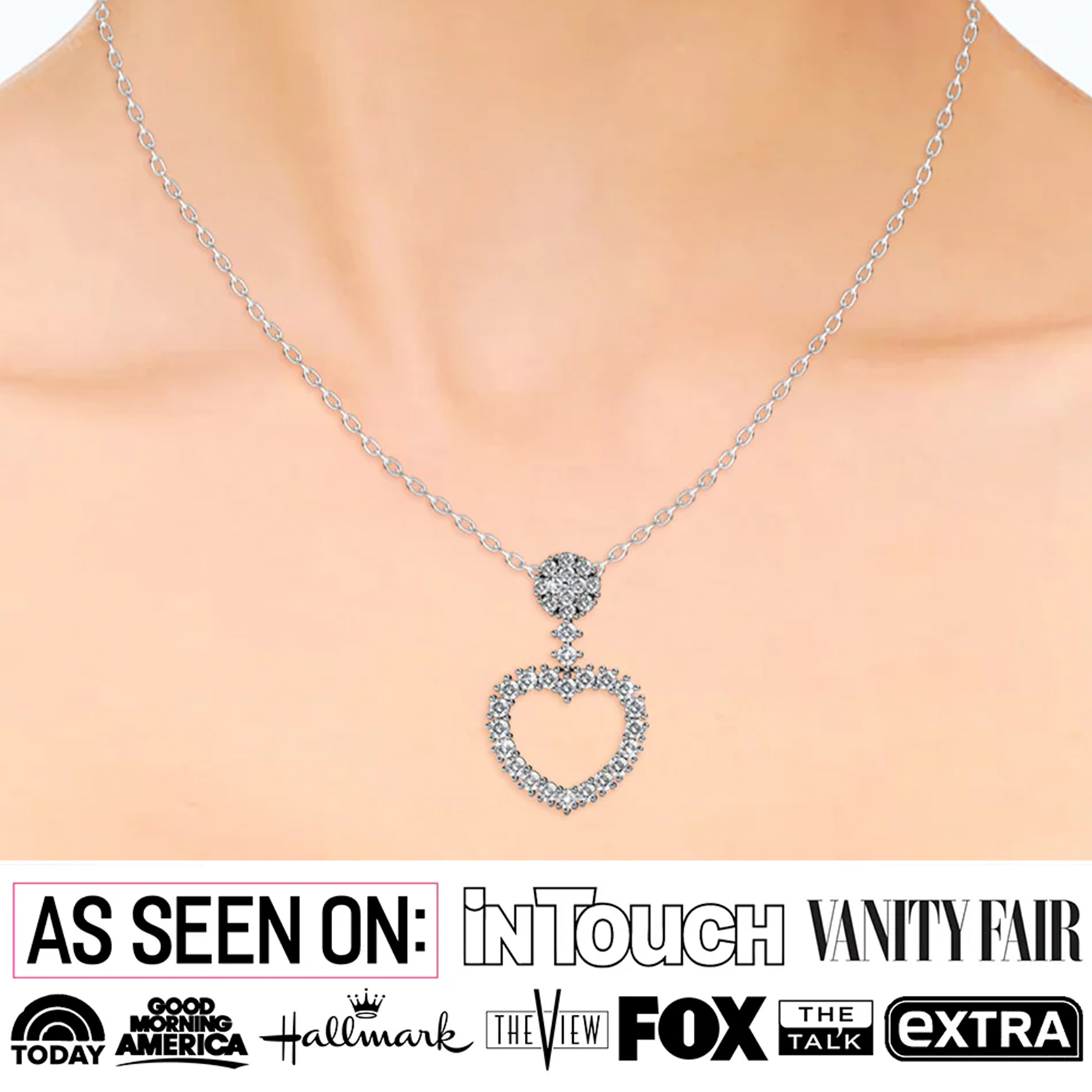 Brynn 18k White Gold Plated Heart Pendant Necklace with Swarovski Crystals