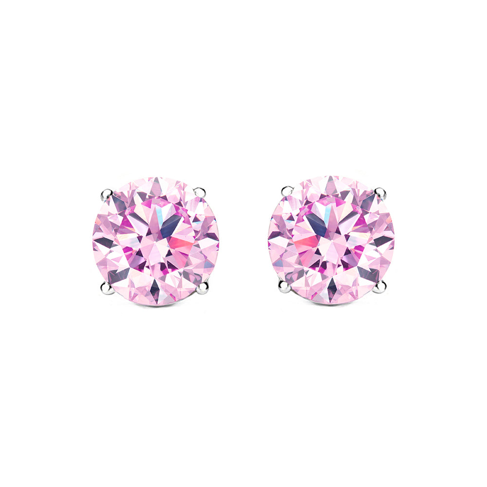 Magnolia 18k White Gold Plated Solitaire Stud Earrings with 1ct Simulated Diamond Crystals