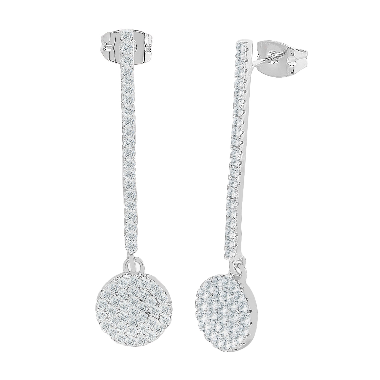 Hazel 18k White Gold Plated Silver Drop Dangle Earrings with Simulated Diamond CZ Crystals