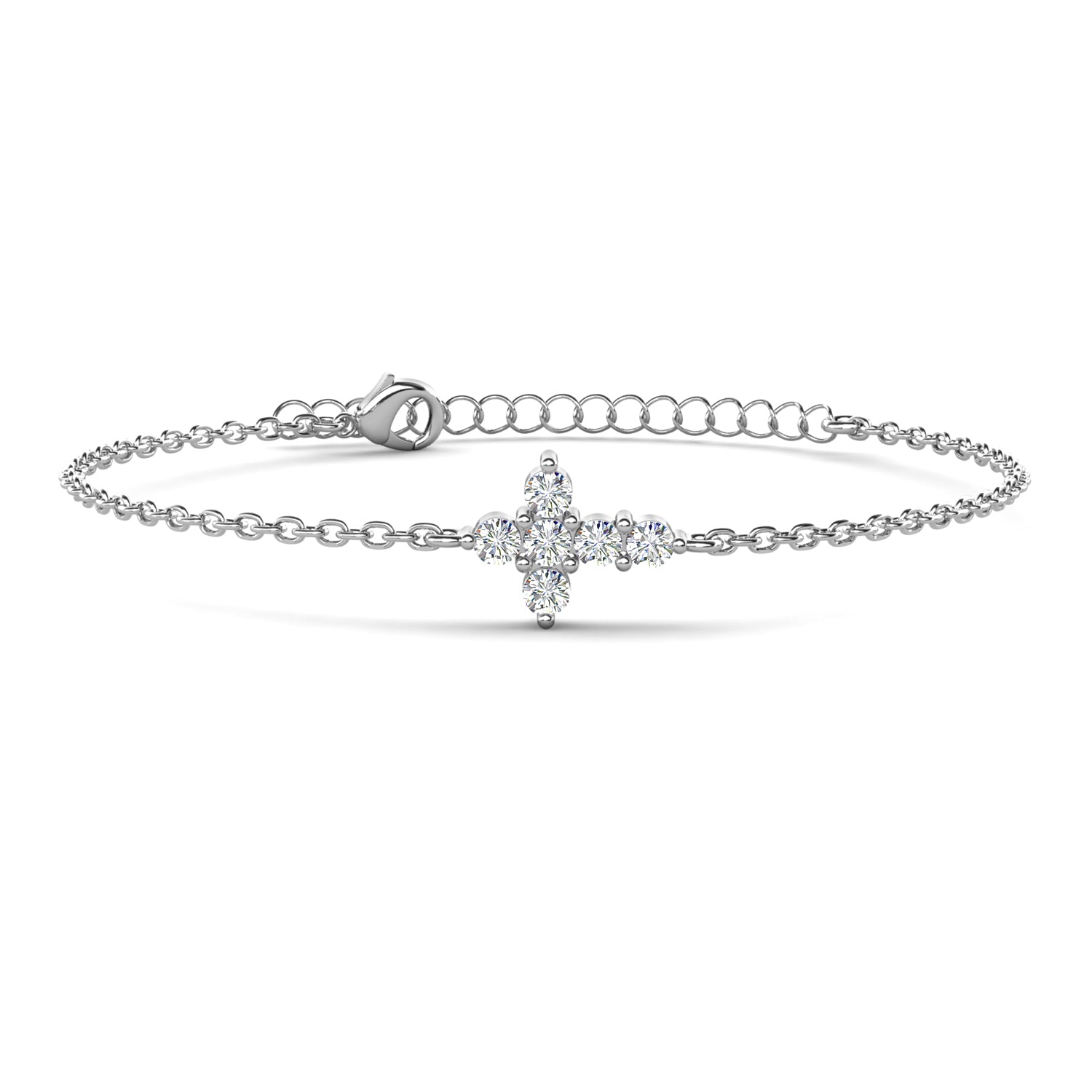Zuri 18k White Gold Plated Cross Bracelet & Blessed by Faith Tan Sand Card
