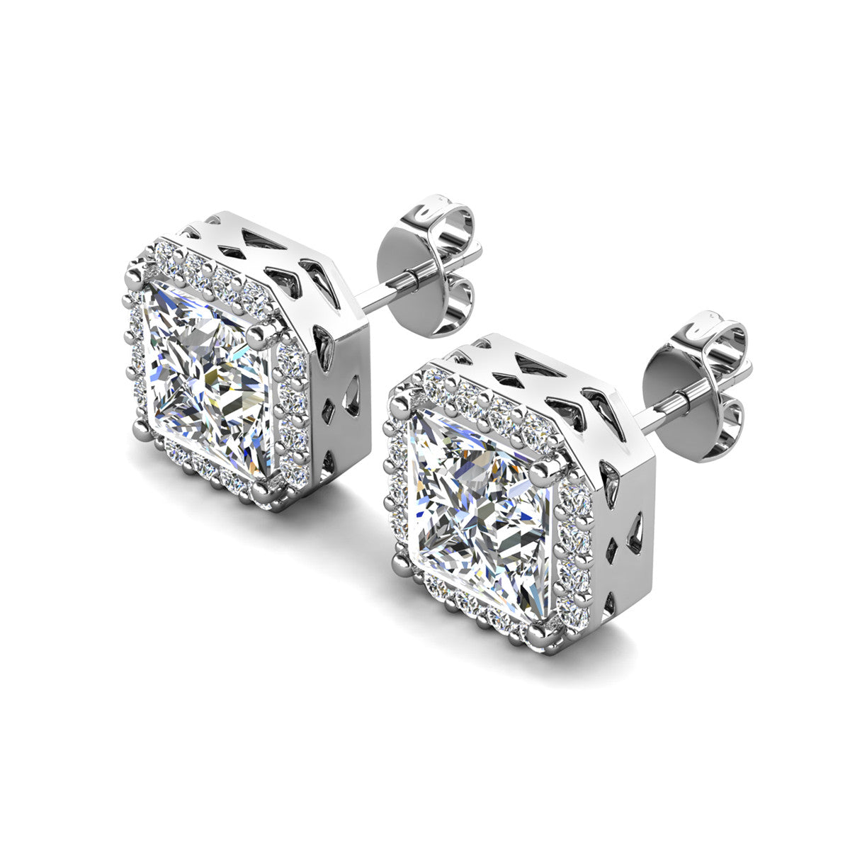 Estelle 18k White Gold Plated Halo Stud Earrings with Simulated Diamond Crystals