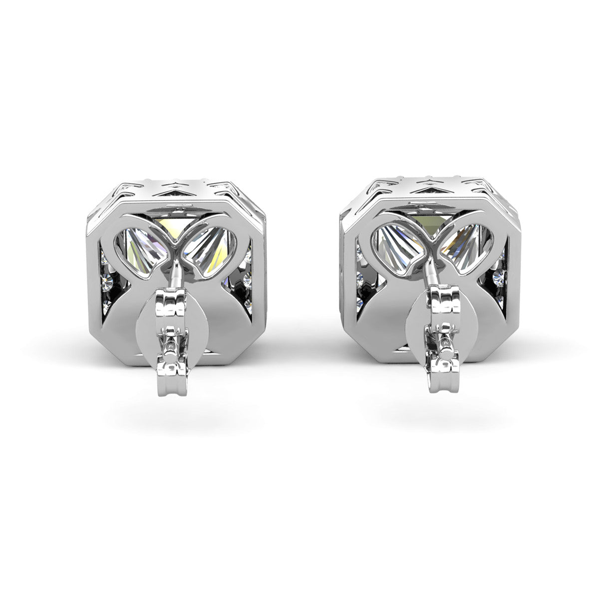 Estelle 18k White Gold Plated Halo Stud Earrings with Simulated Diamond Crystals