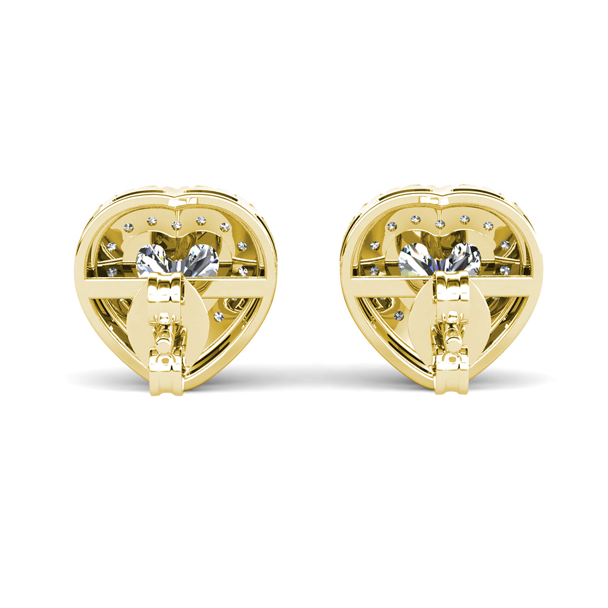 Coraline 18k White Gold Plated Silver Heart Stud Earrings with Simulated Diamond Crystals