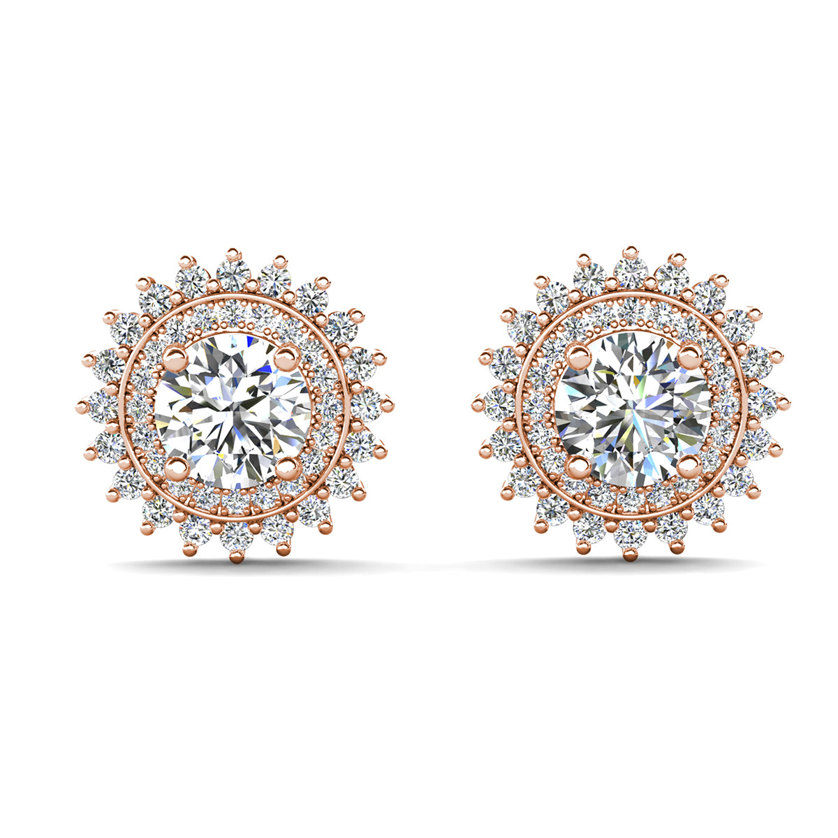 Cordelia 18k White Gold Plated Stud Earrings with Round Cut Simulated Diamond Crystals