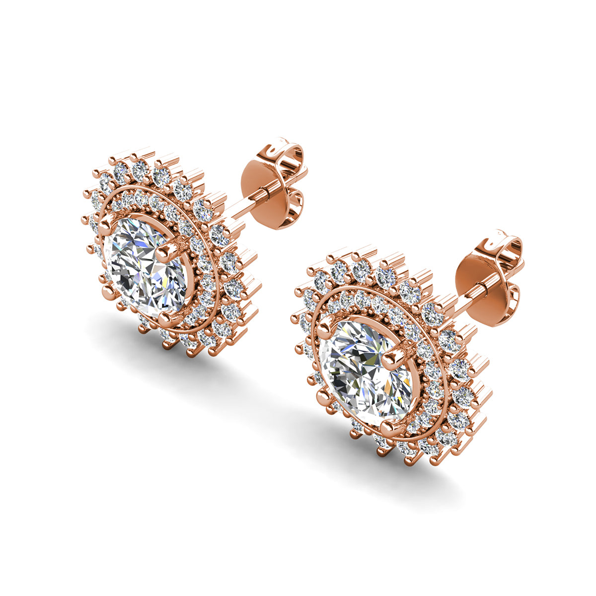 Cordelia 18k White Gold Plated Stud Earrings with Round Cut Simulated Diamond Crystals